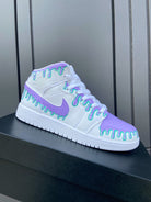 Custom Jordans White Green Purple Drip-shecustomize