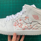 Custom Jordans White Pink Flowers Brown Branches-shecustomize