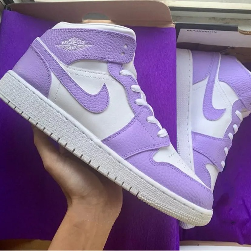 Custom Jordans Purple White-shecustomize