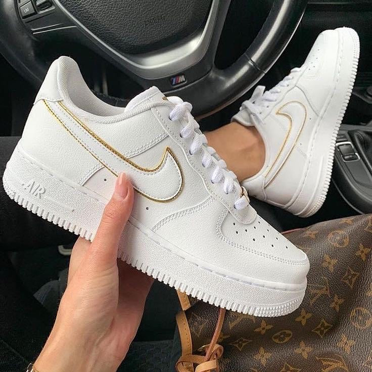 Beige Line Swoosh Handmade Custom Air Force 1-shecustomize