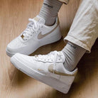 Beige Swoosh Handmade Custom Air Force 1-shecustomize