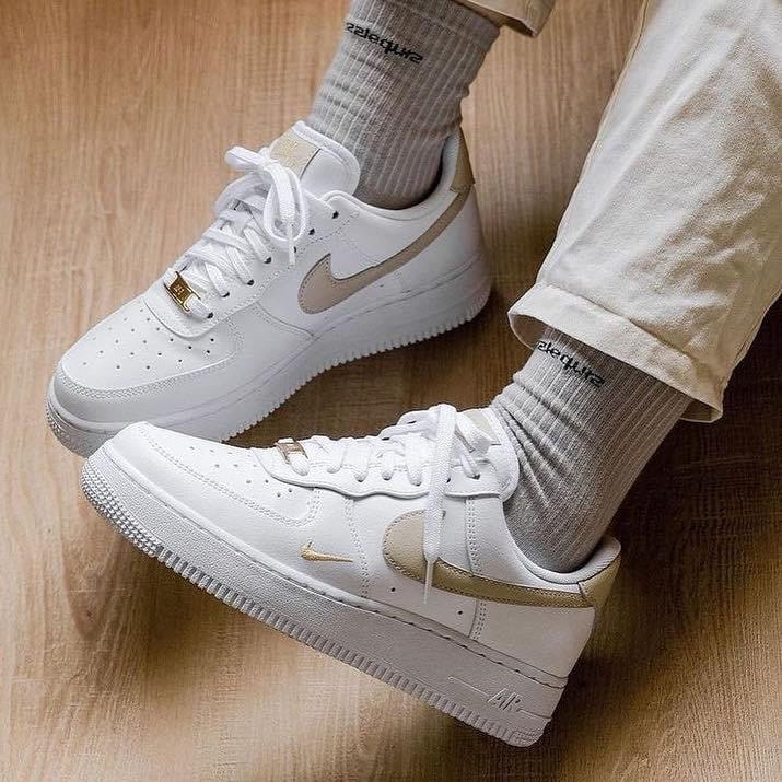 Beige Swoosh Handmade Custom Air Force 1-shecustomize