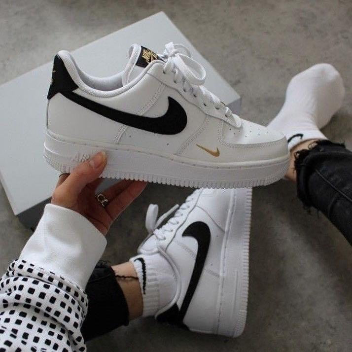 Black Gold Swoosh Custom Air Force 1s-shecustomize