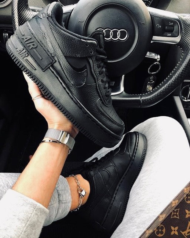 Pure Black Custom Air Force 1s Shadow-shecustomize