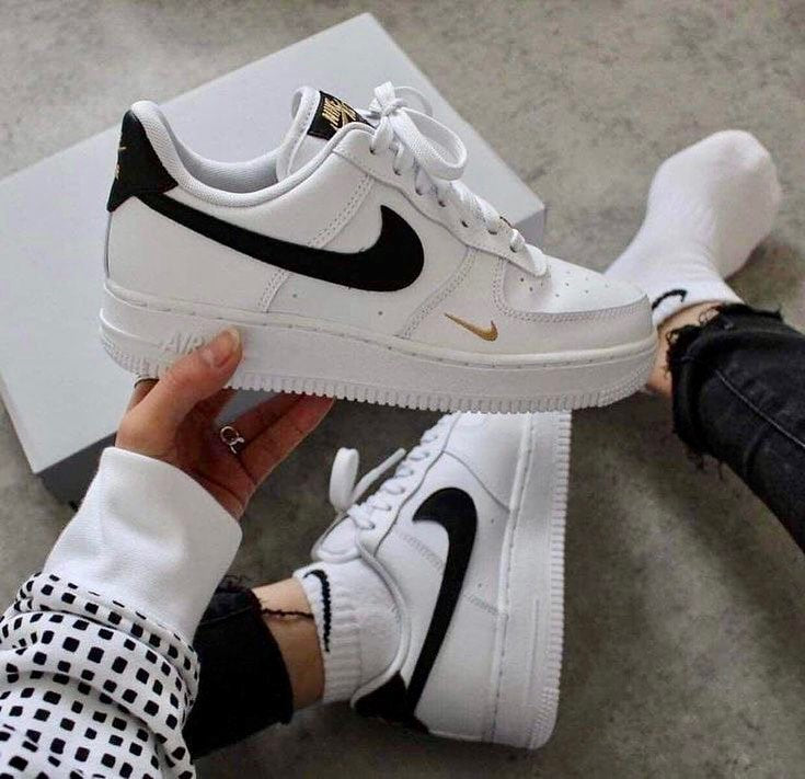 Black Gold Swoosh Custom Air Force 1s-shecustomize