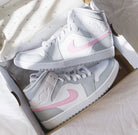 Custom Jordans Grey White Pink-shecustomize