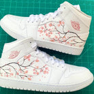 Custom Jordans White Pink Flowers Brown Branches