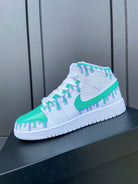 Custom Jordans White Green Purple Drip-shecustomize