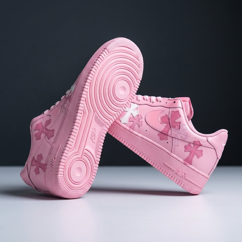 Hand Painted Pink Custom Air Force 1 Sneakers-shecustomize