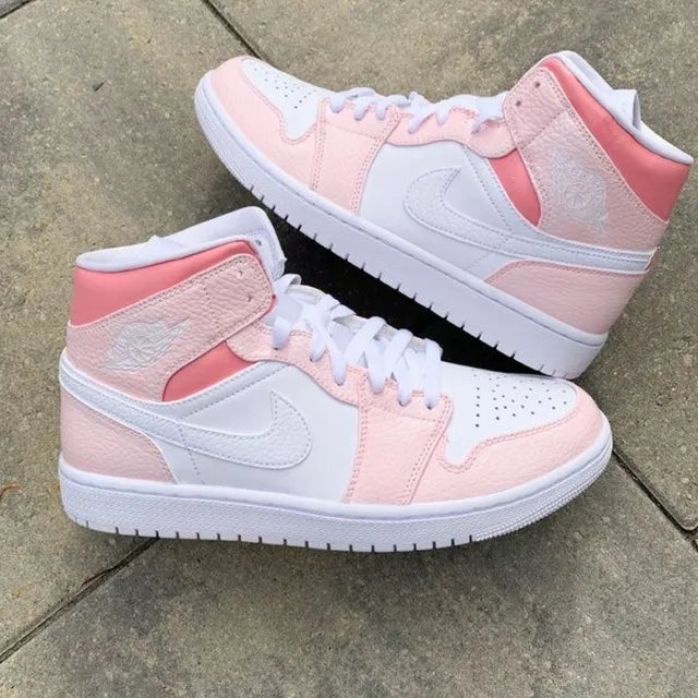 Custom Jordans White Light And Dark Pink