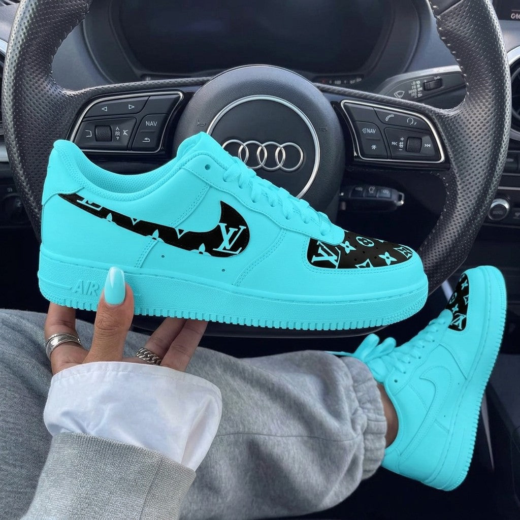 Baby Blue LV Custom Air Force 1-shecustomize