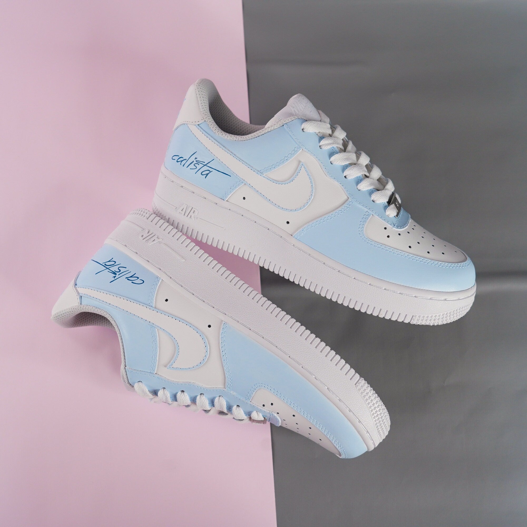 Baby Blue Air Force 1s Custom Shoes Sneakers-shecustomize
