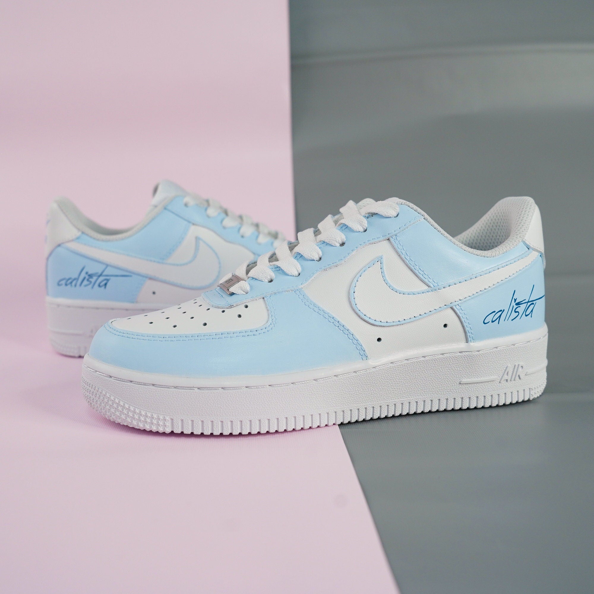 Baby Blue Air Force 1s Custom Shoes Sneakers-shecustomize