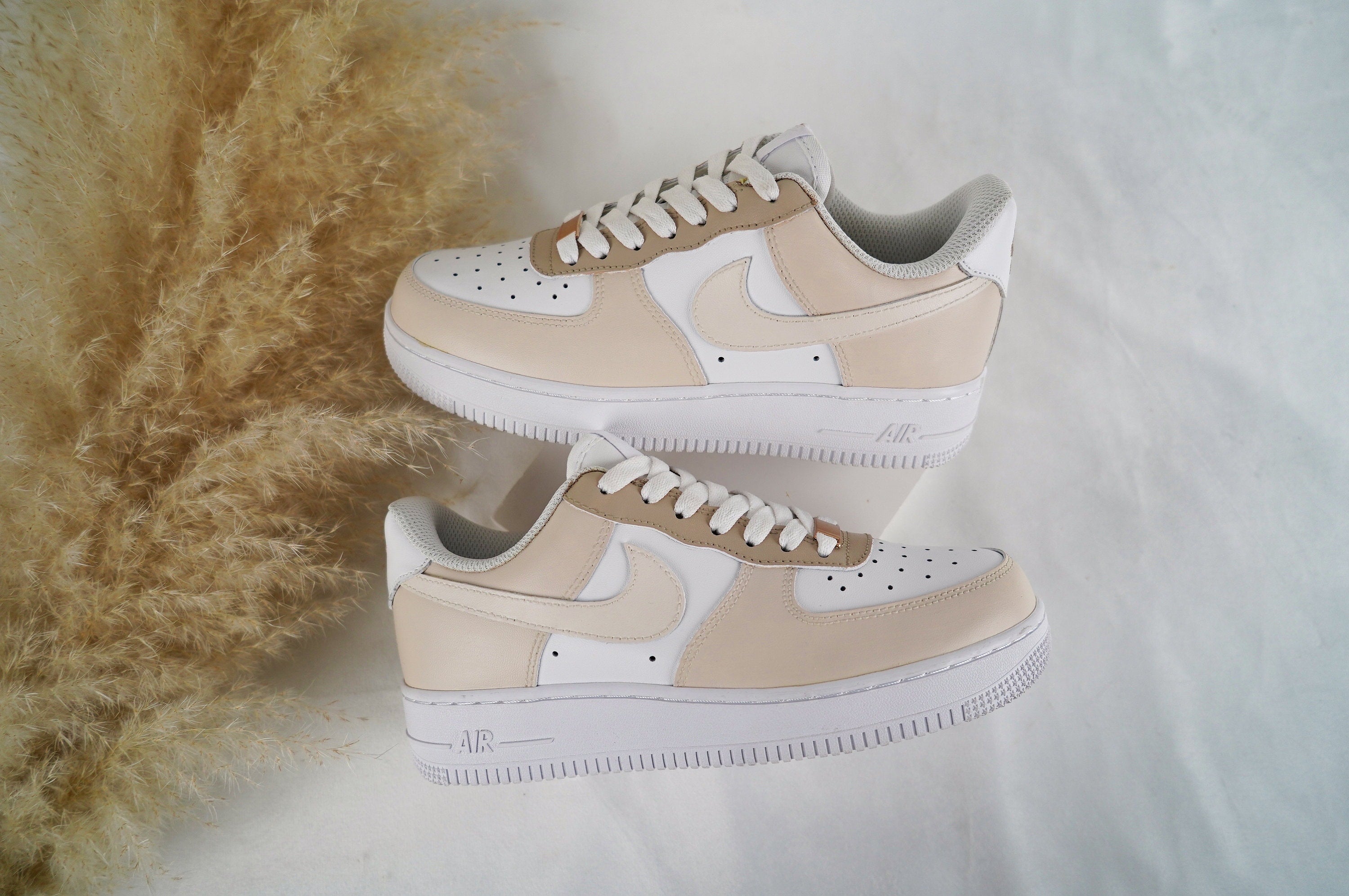 Beige Air Force 1s Custom Shoes Sneakers-shecustomize