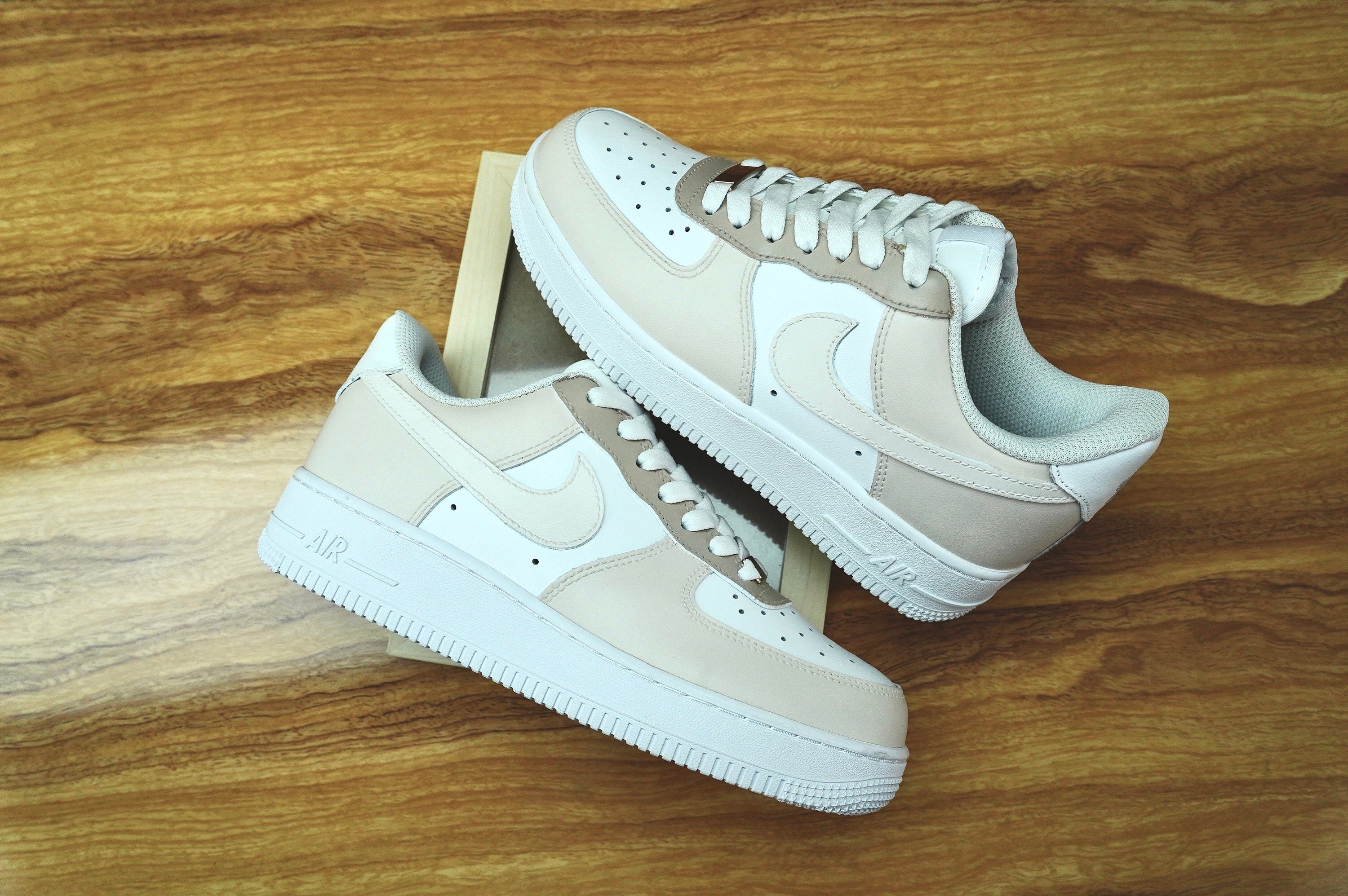 Beige Brown Air Force 1s Custom Shoes Sneakers-shecustomize