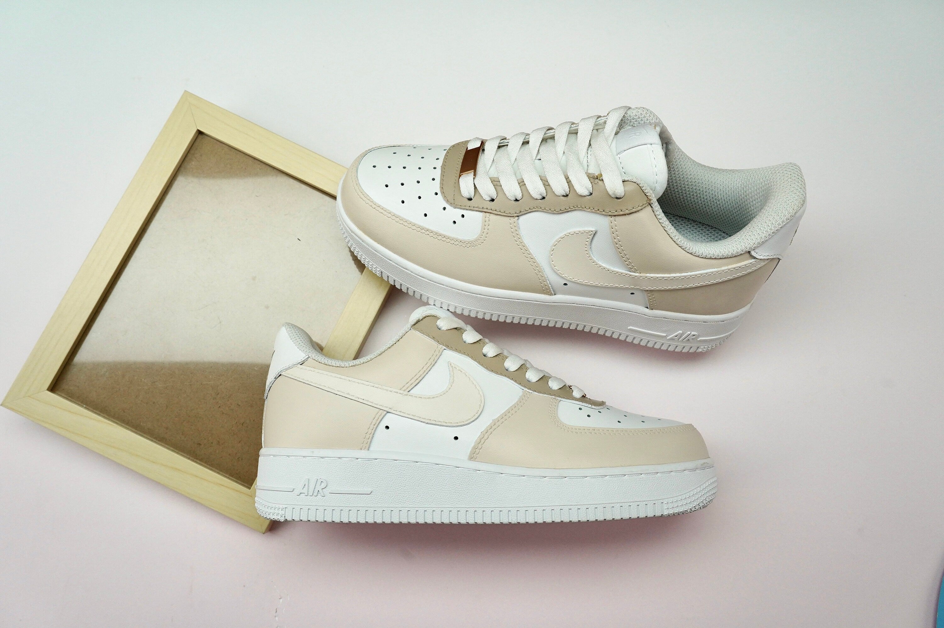 Beige Brown Air Force 1s Custom Shoes Sneakers-shecustomize