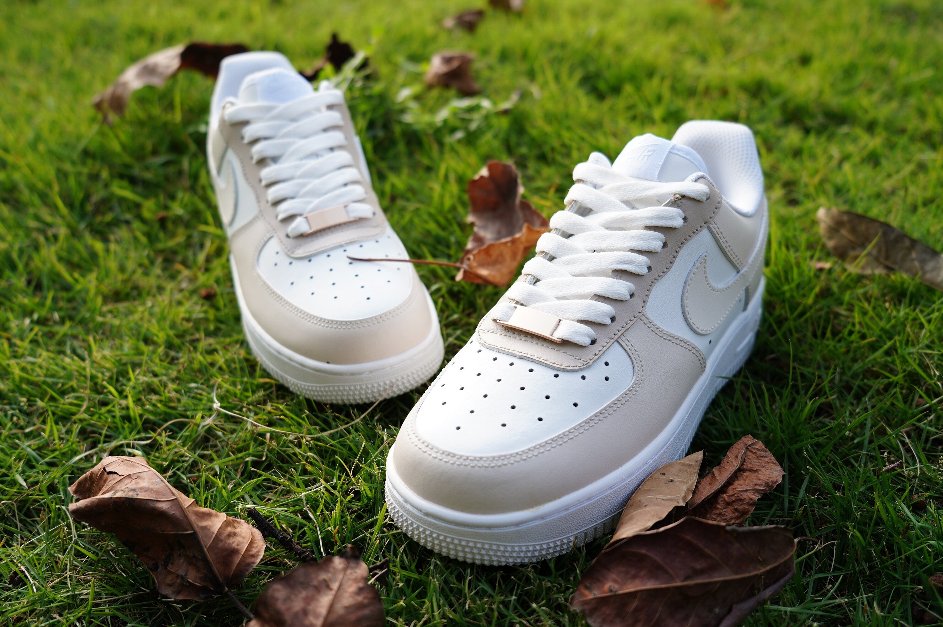 Cream Tan Beige Air Force 1s Custom Shoes Sneakers-shecustomize
