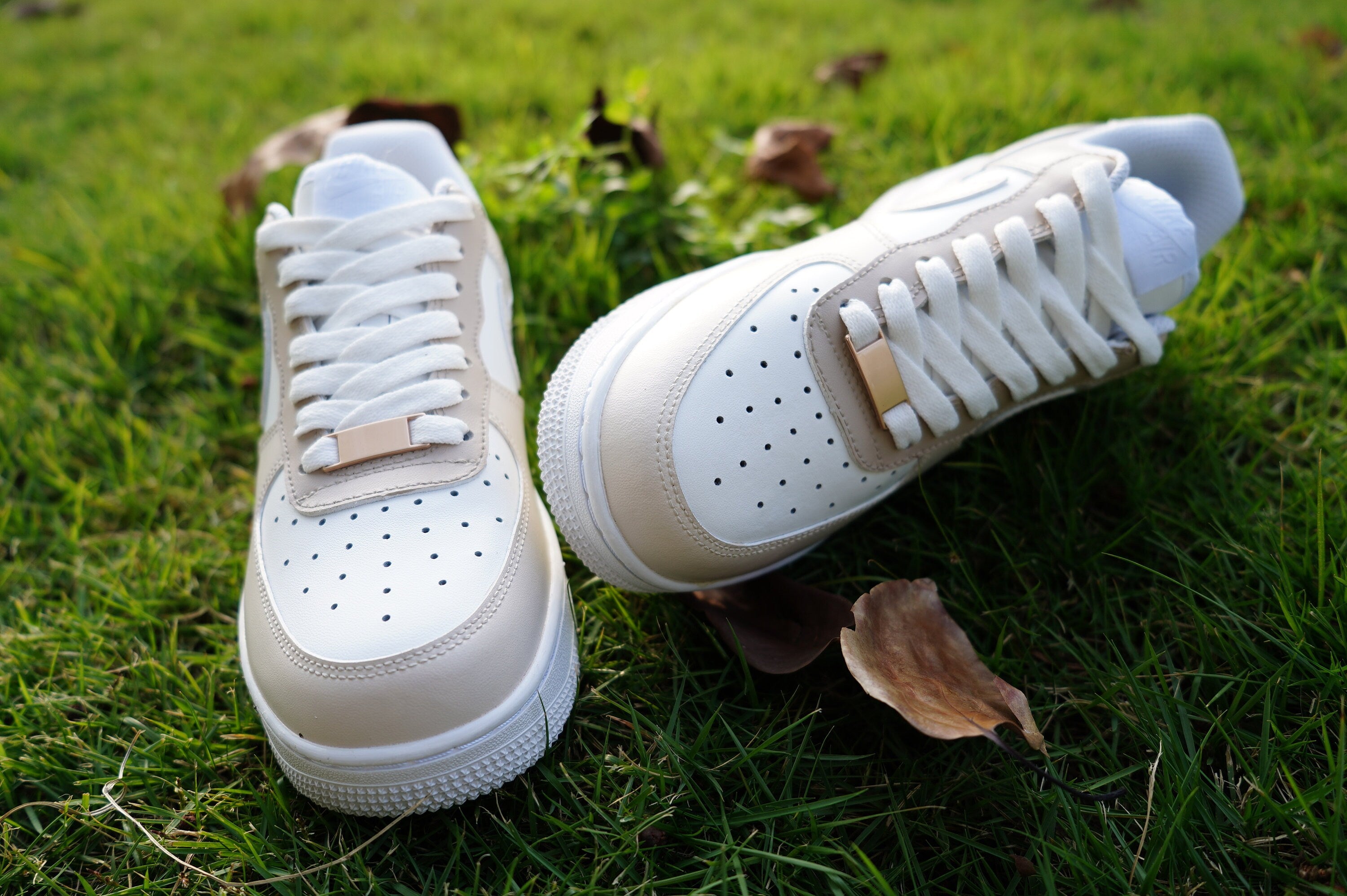 Cream Tan Beige Air Force 1s Custom Shoes Sneakers-shecustomize