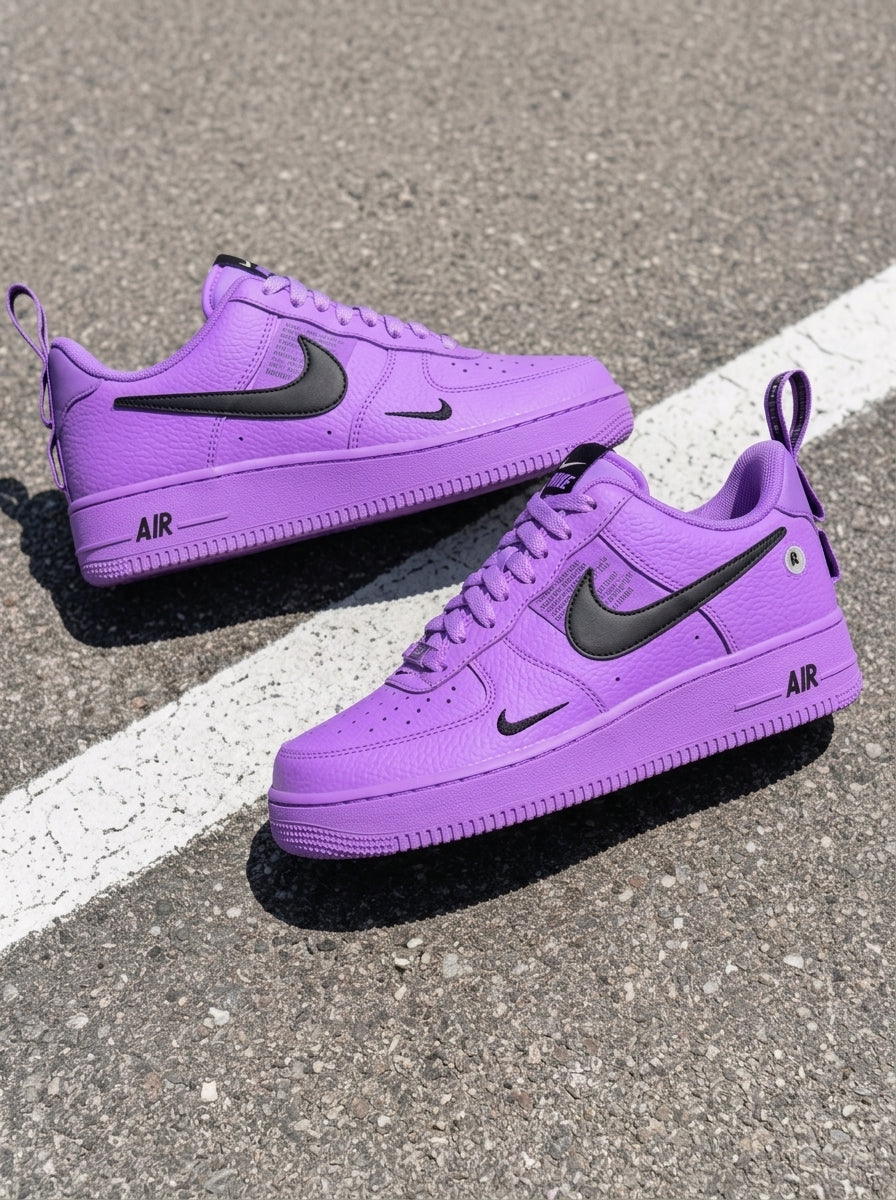 Custom Air Force 1 Purple With Black Swoosh-shecustomize
