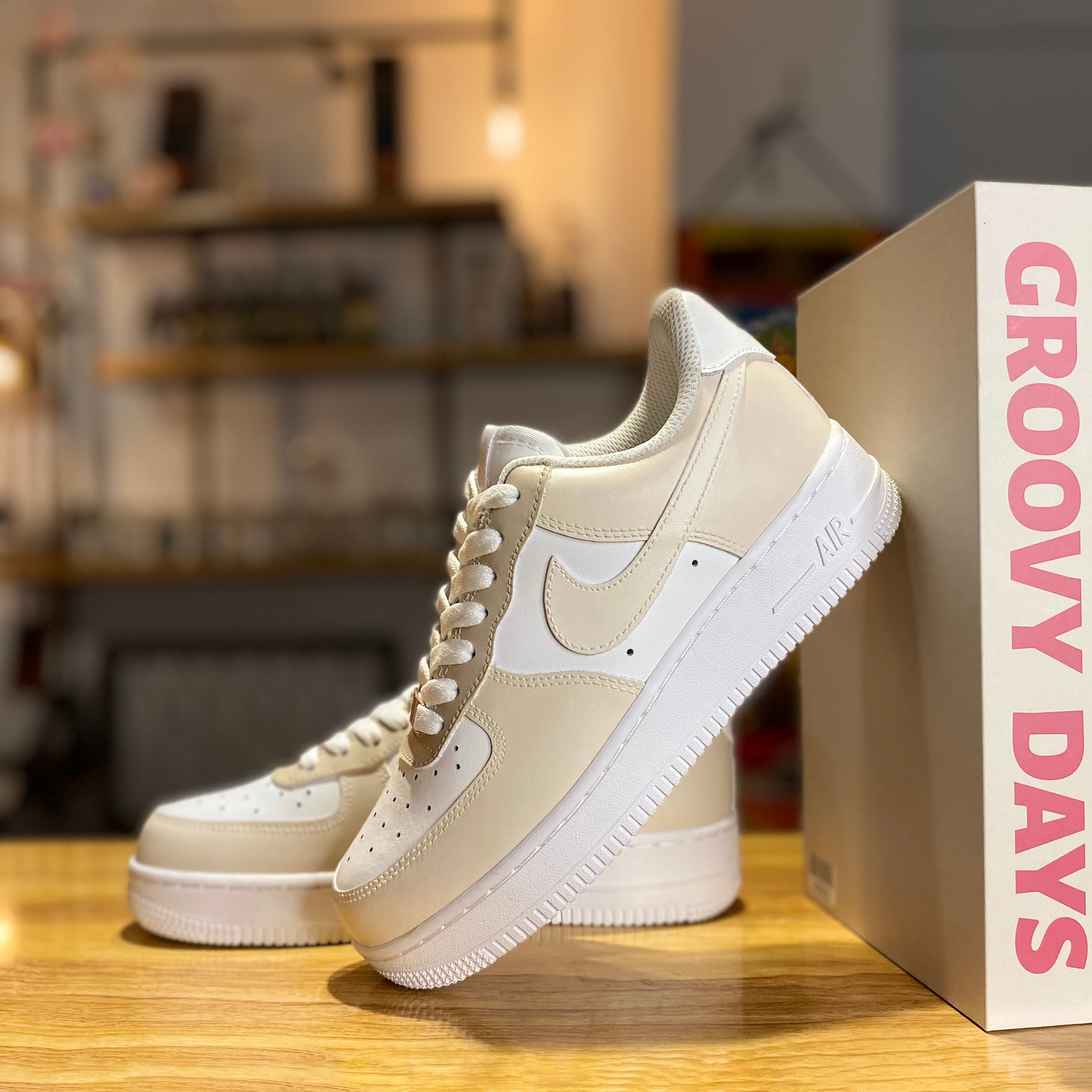 Beige Brown Air Force 1s Custom Shoes Sneakers-shecustomize