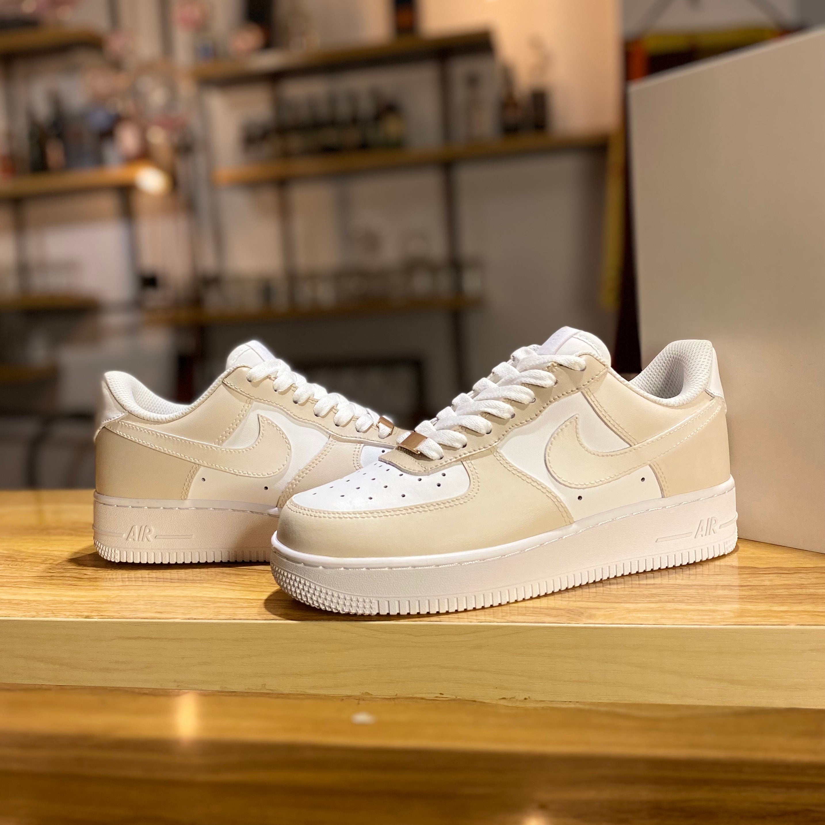 Beige Brown Air Force 1s Custom Shoes Sneakers-shecustomize