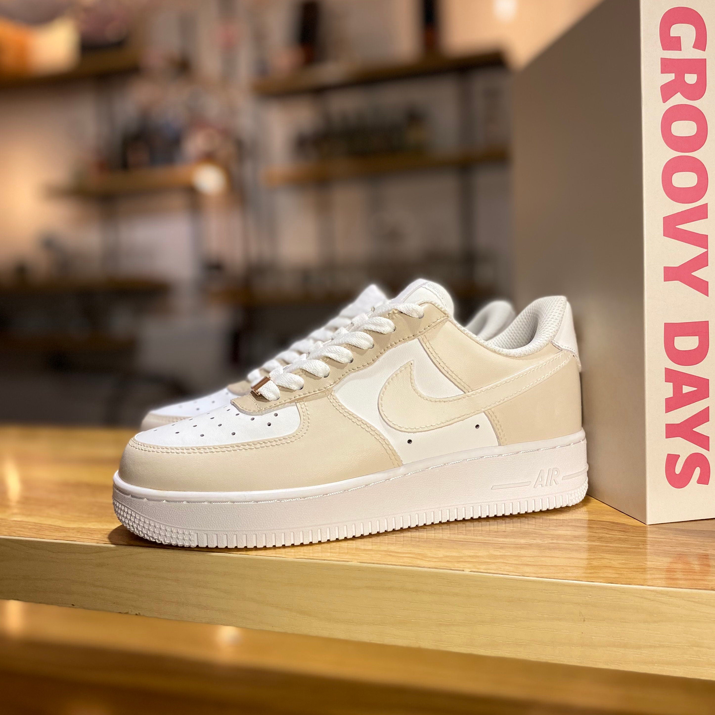 Beige Brown Air Force 1s Custom Shoes Sneakers-shecustomize