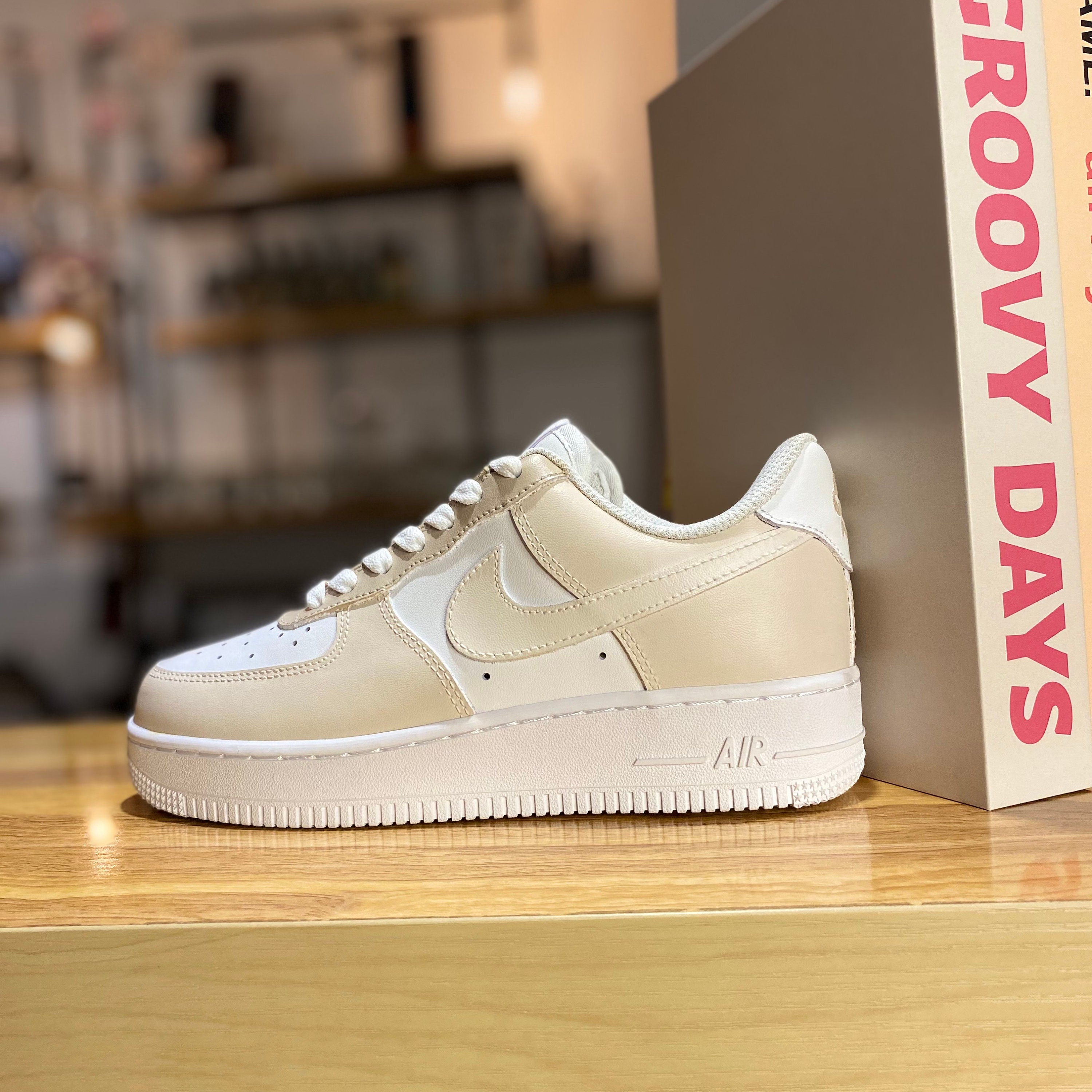 Beige Brown Air Force 1s Custom Shoes Sneakers-shecustomize