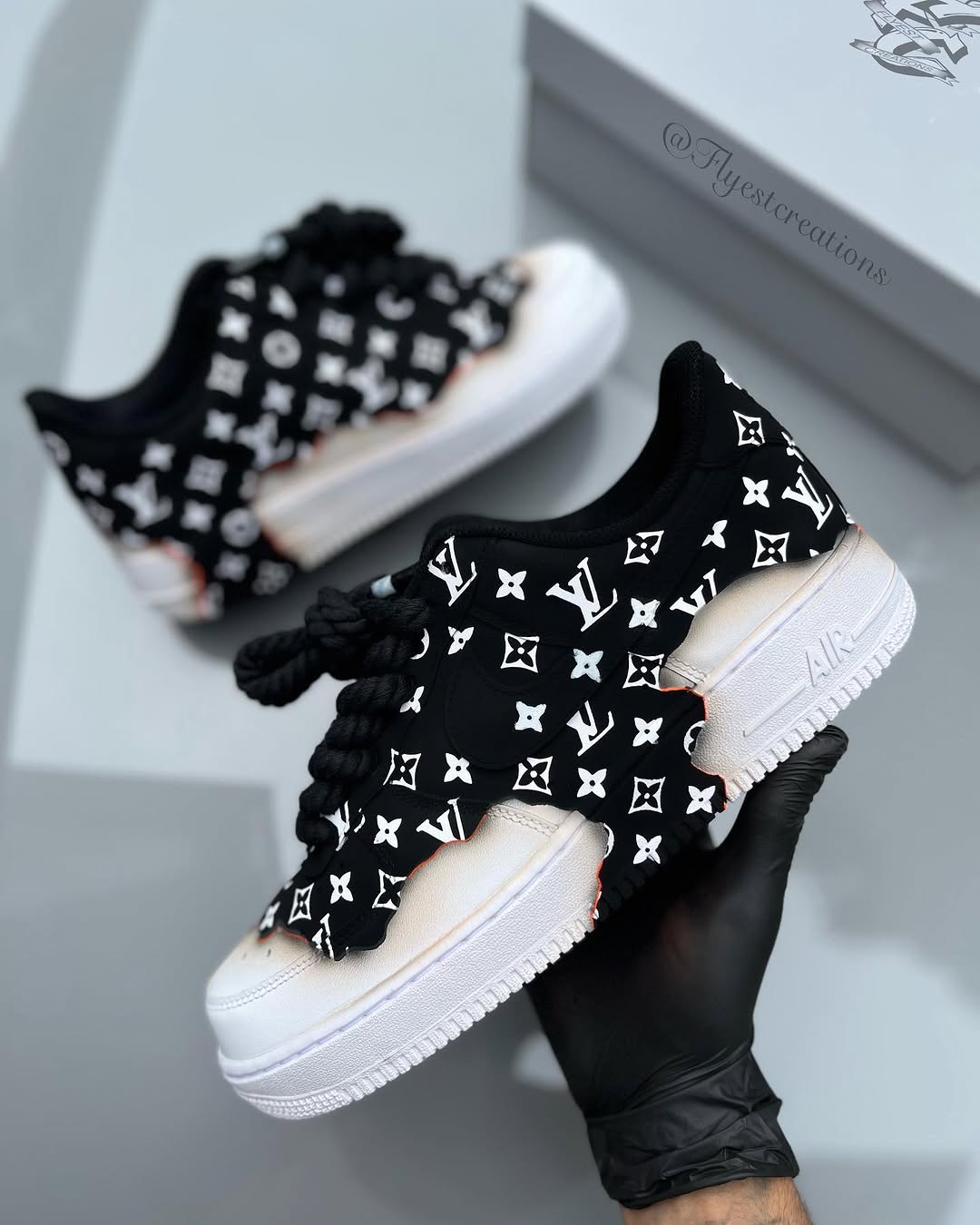 Hand Painted Custom Air Force 1 Black Monogram Sneakers-shecustomize