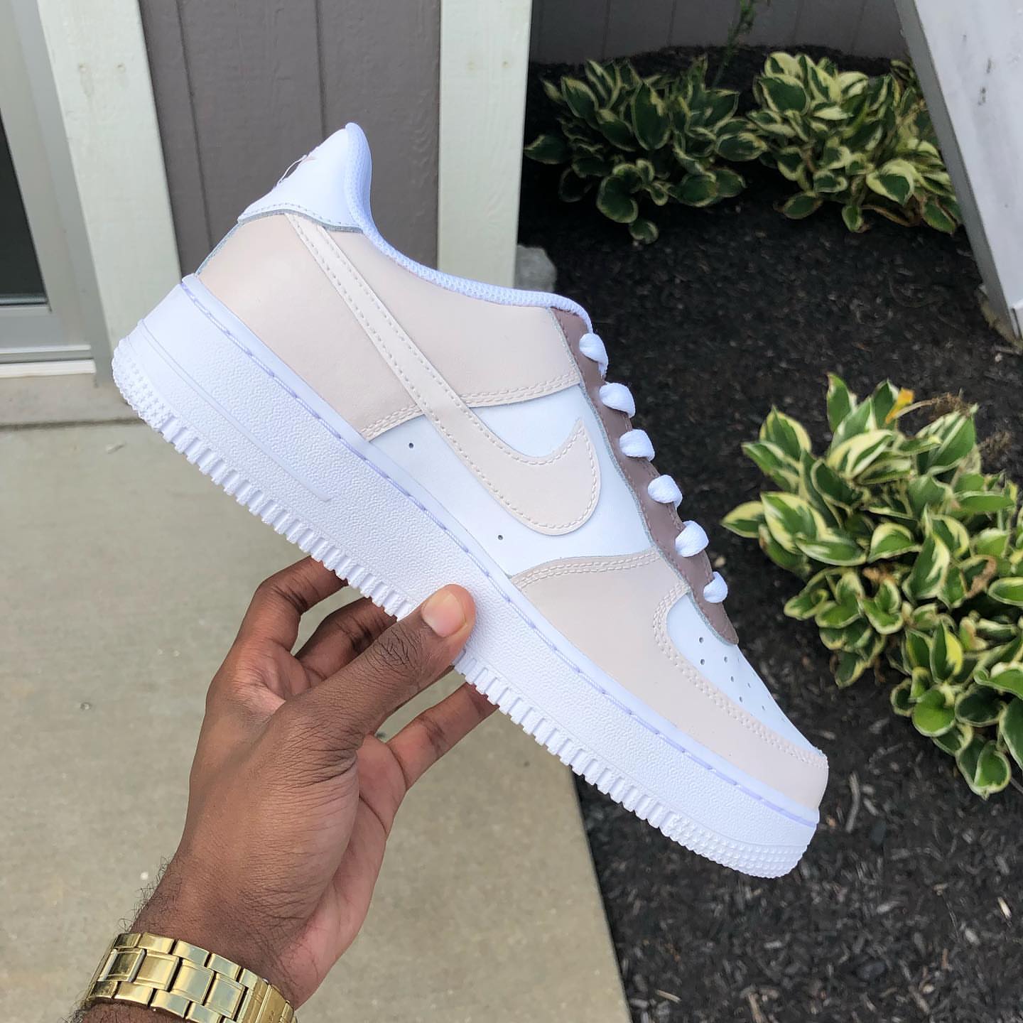 Hand Painted Mocha Beige Custom Air Force 1 Sneakers-shecustomize