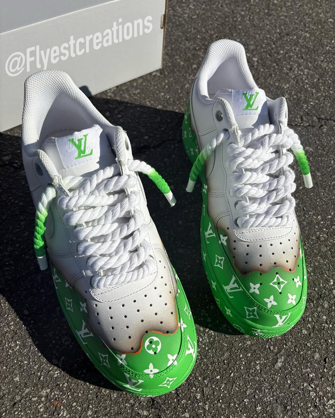 Hand Painted Green Custom Air Force 1 Sneakers-shecustomize