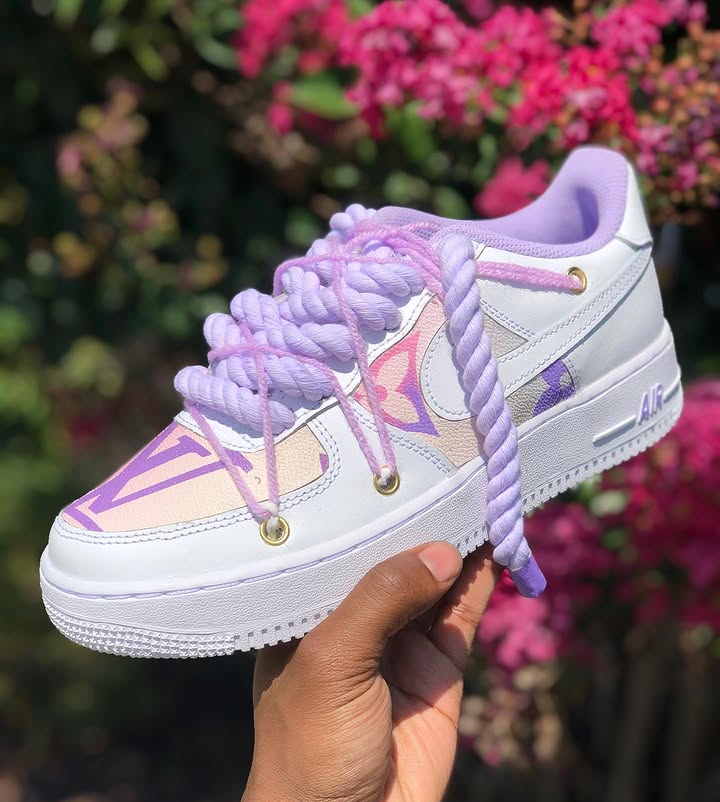 Hand Painted Custom Purple Air Force 1 Sneakers-shecustomize