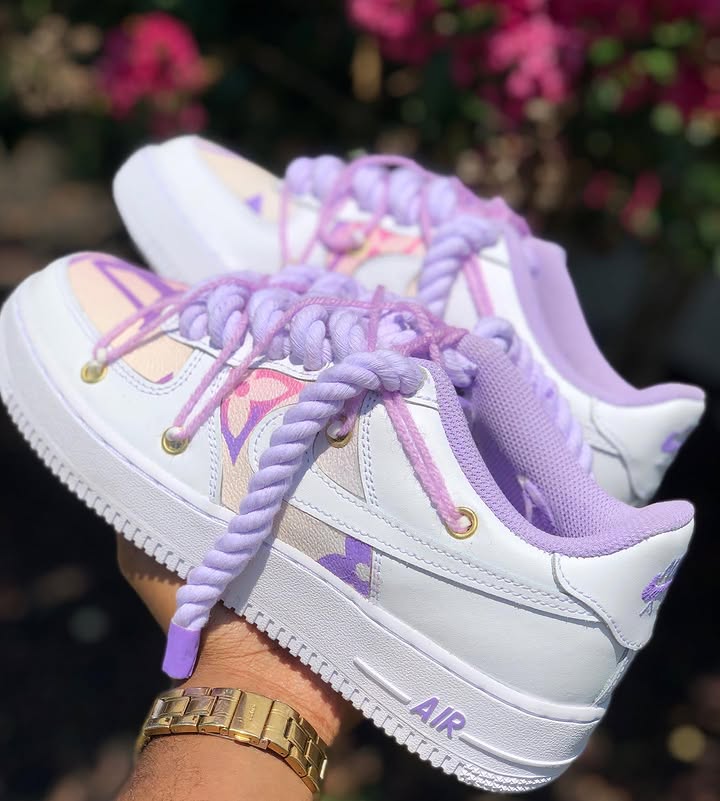 Hand Painted Custom Purple Air Force 1 Sneakers-shecustomize