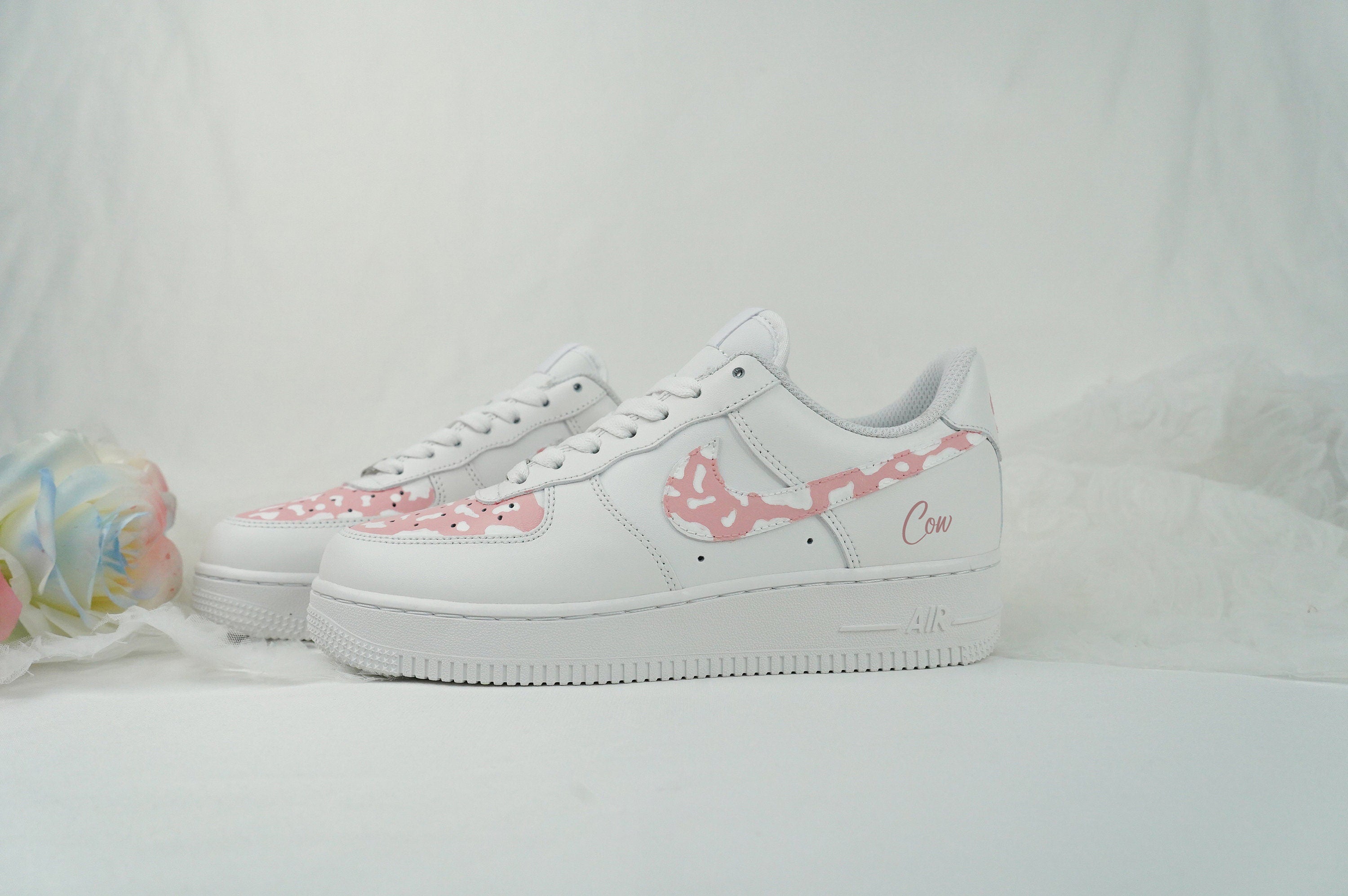 Pink Cow Print Air Force 1s Custom Shoes Sneakers-shecustomize