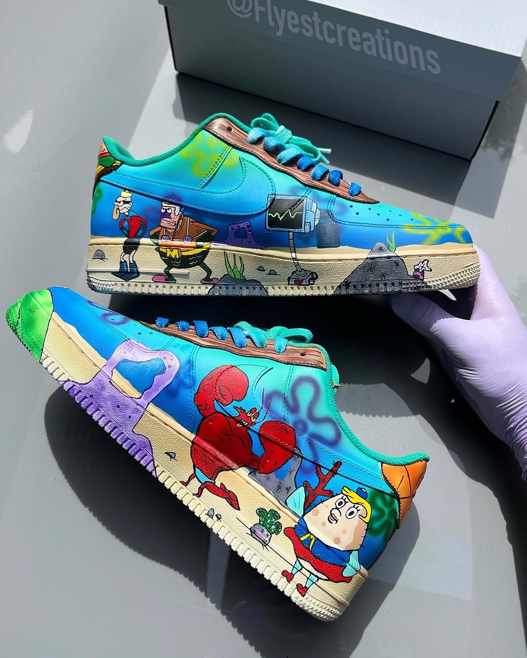 Hand Painted SpongeBob Custom Air Force 1 Sneakers-shecustomize