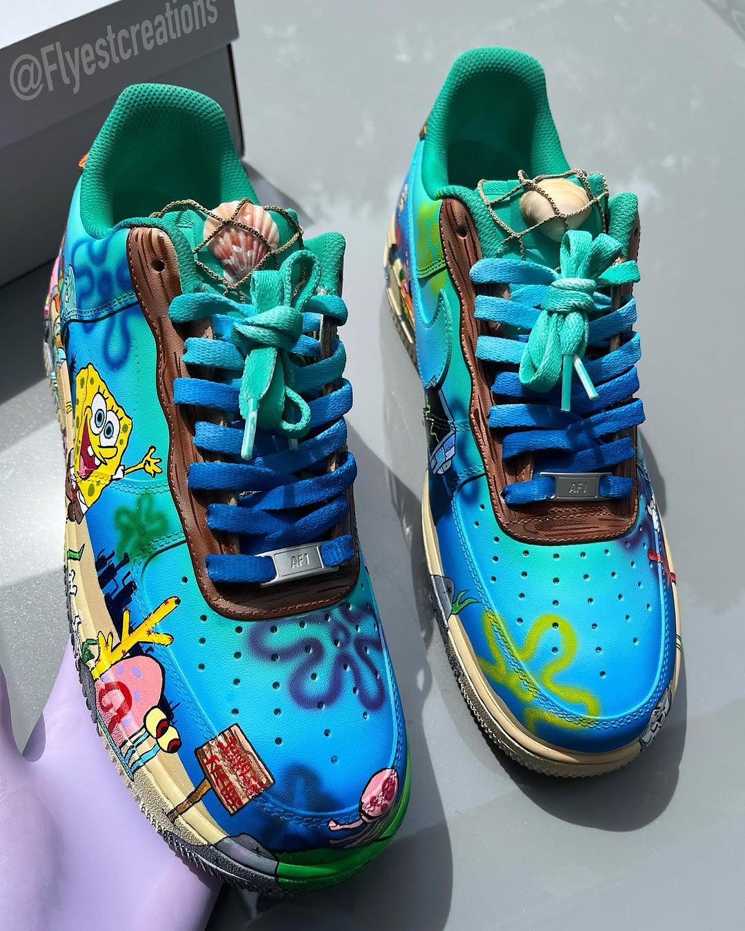 Hand Painted SpongeBob Custom Air Force 1 Sneakers-shecustomize