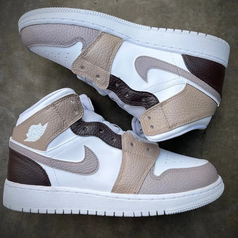 Custom Jordans Grey Khaki Black