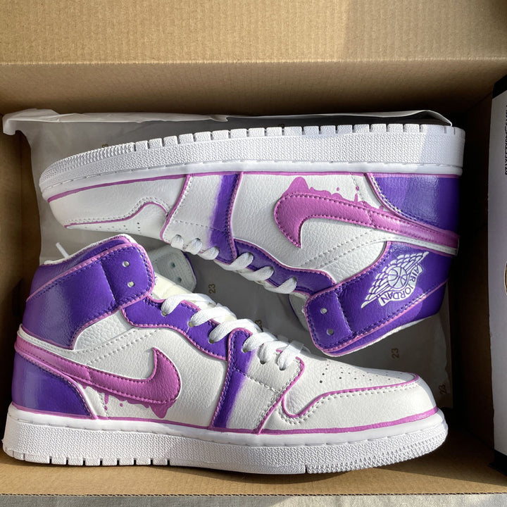 Artistic Purple Pink Splash Custom Air Jordan 1-shecustomize