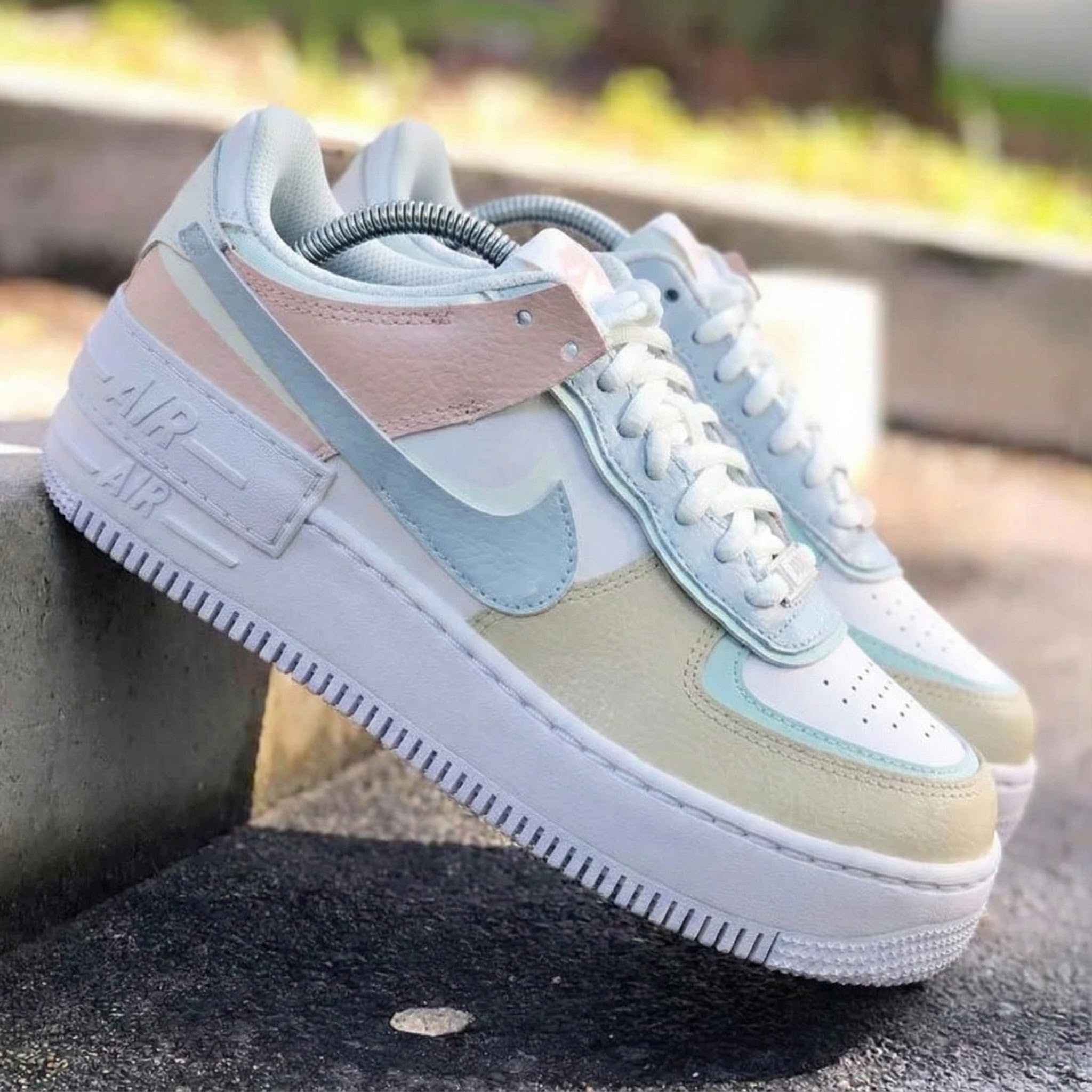 Baby Blue Baby Pink Beige Custom Air Force 1-shecustomize
