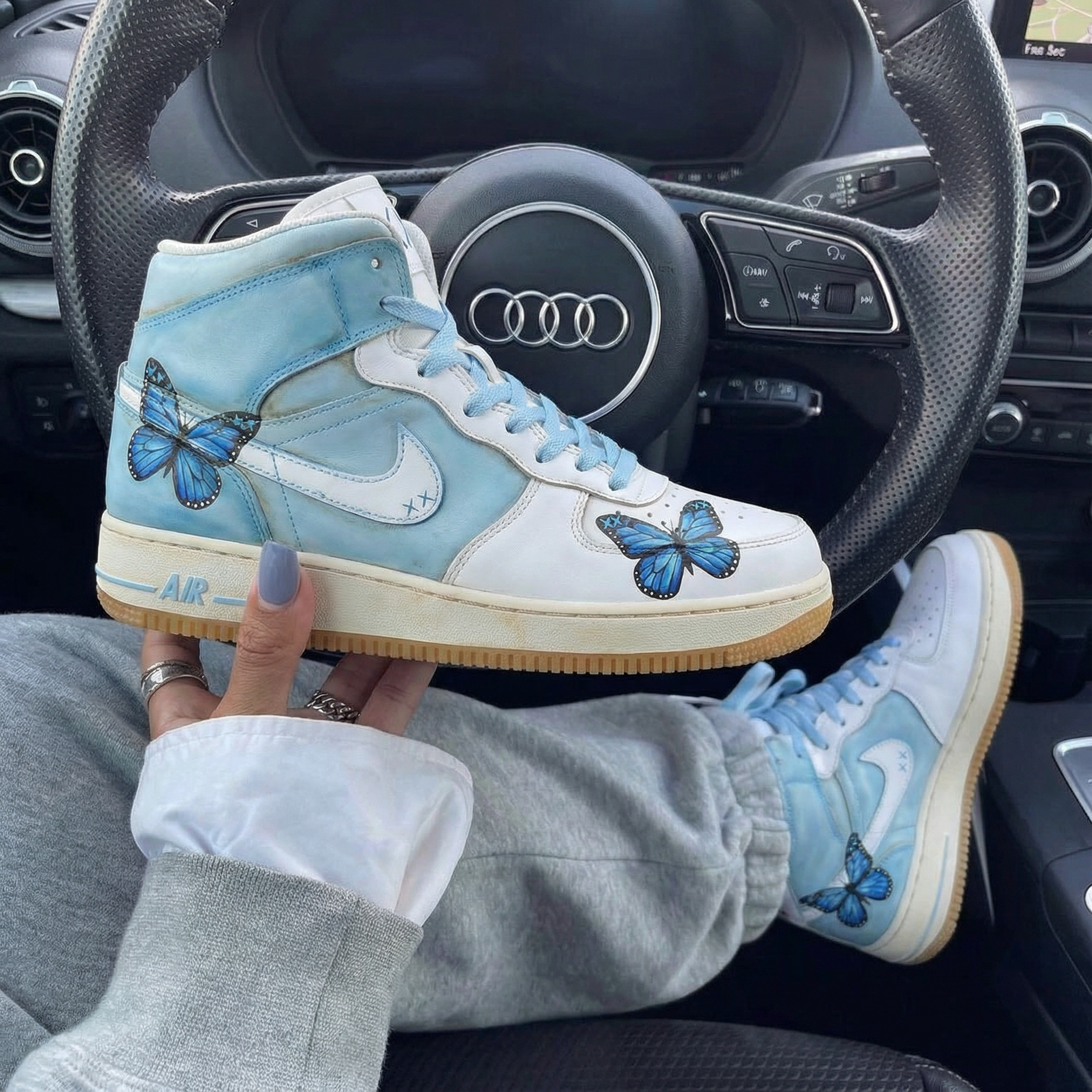Baby Blue Butterfly Custom Air Force 1-shecustomize