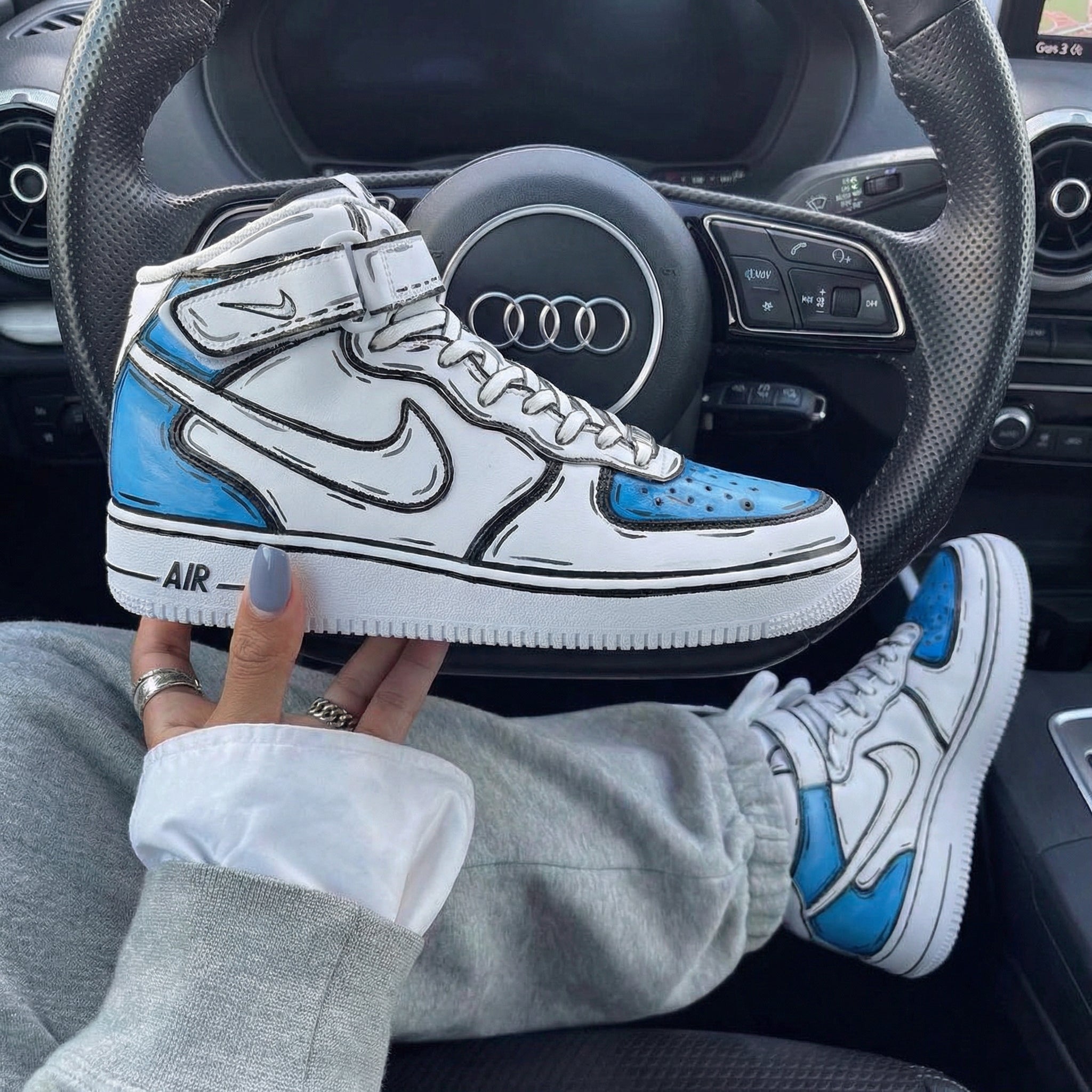 Baby Blue Comic Outline Custom Air Force 1-shecustomize