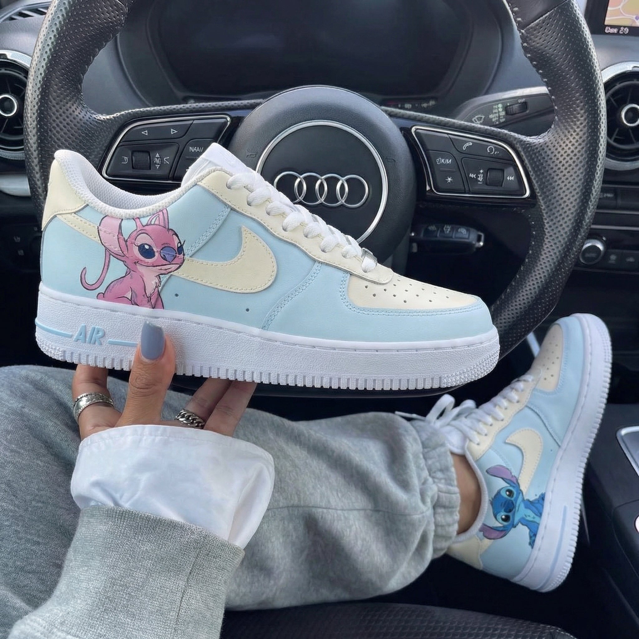 Baby Blue Cream Stitch Angel Custom Air Force 1-shecustomize