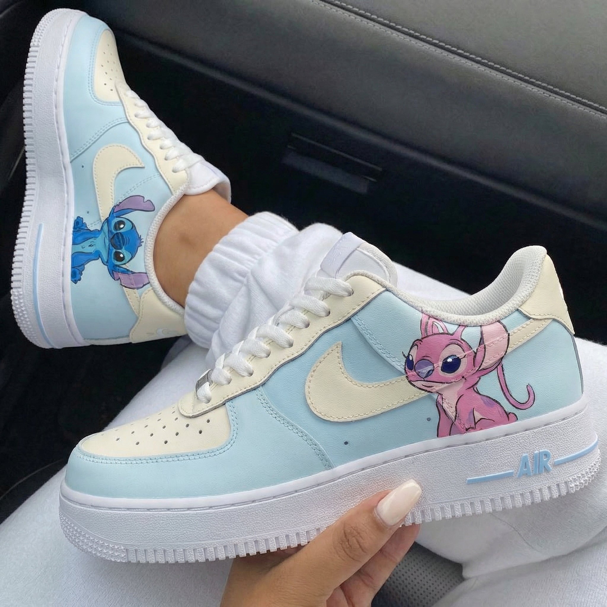 Baby Blue Cream Stitch Angel Custom Air Force 1-shecustomize