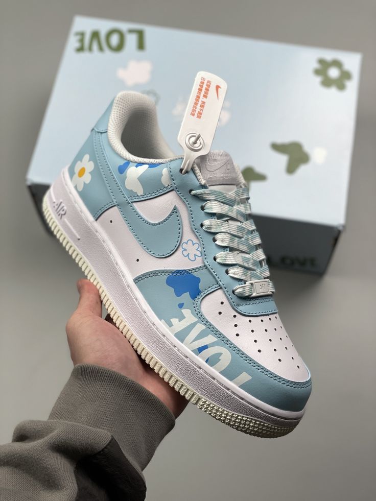 Baby Blue Floral Custom Air Force 1-shecustomize