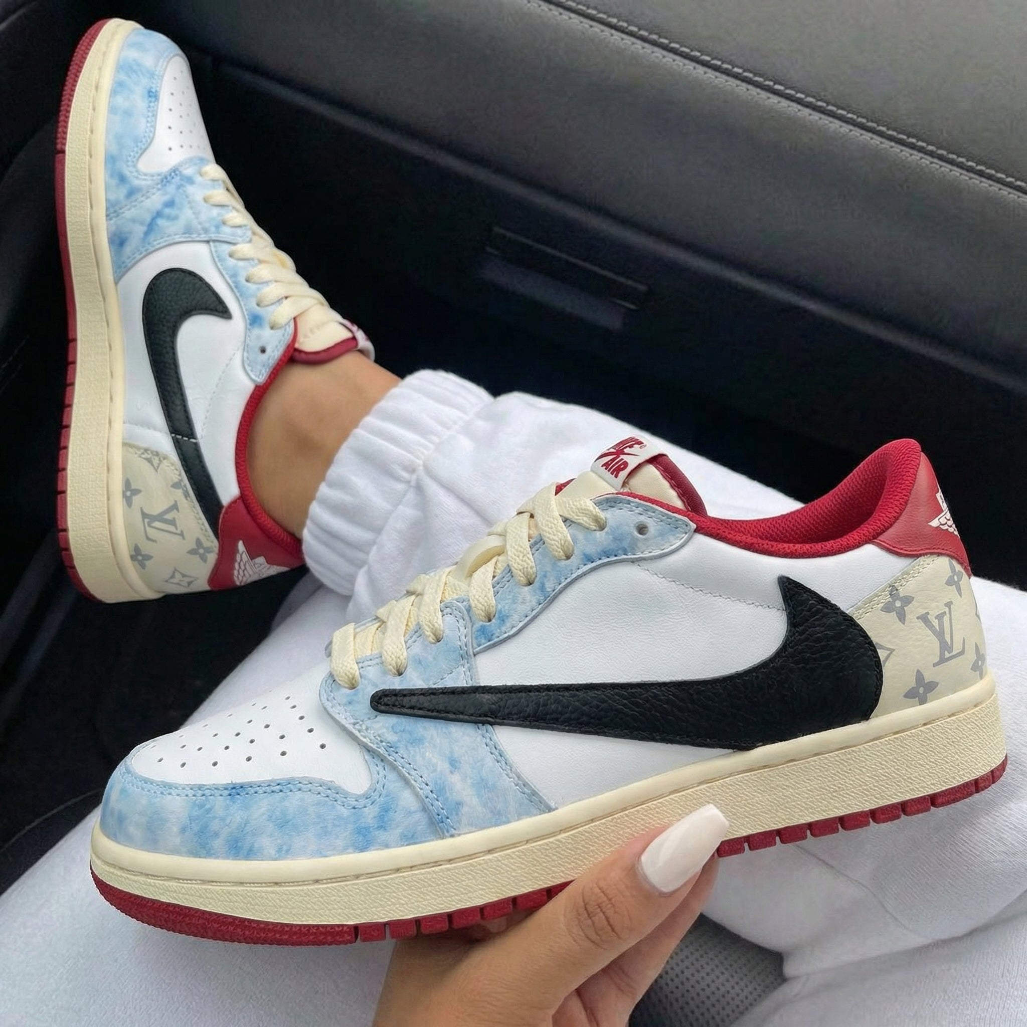 Baby Blue LV Travis Scott Custom Air Jordan 1-shecustomize