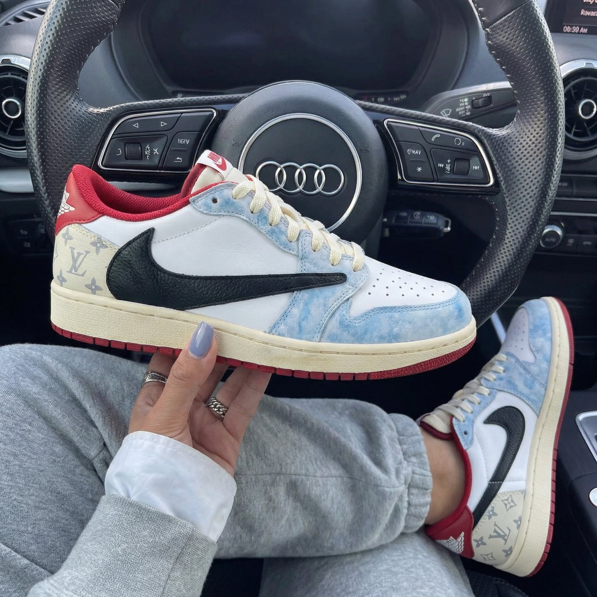 Baby Blue LV Travis Scott Custom Air Jordan 1-shecustomize