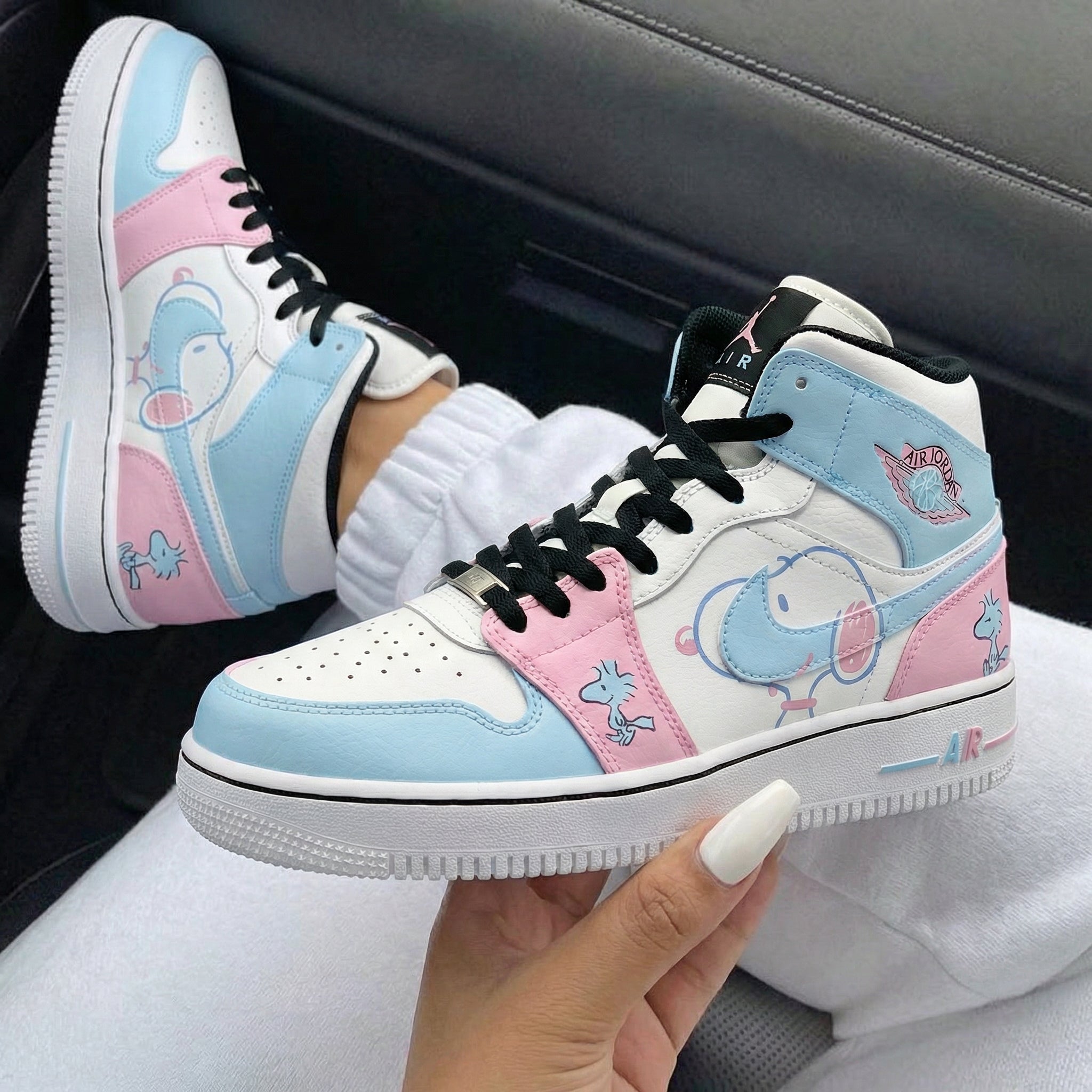 Baby Blue Pink Snoopy Custom Air Jordan 1-shecustomize