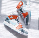 Baby Blue Swoosh Custom Air Jordan 1 Mids-shecustomize
