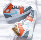 Baby Blue Swoosh Custom Air Jordan 1 Mids-shecustomize