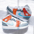 Baby Blue Swoosh Custom Air Jordan 1 Mids-shecustomize