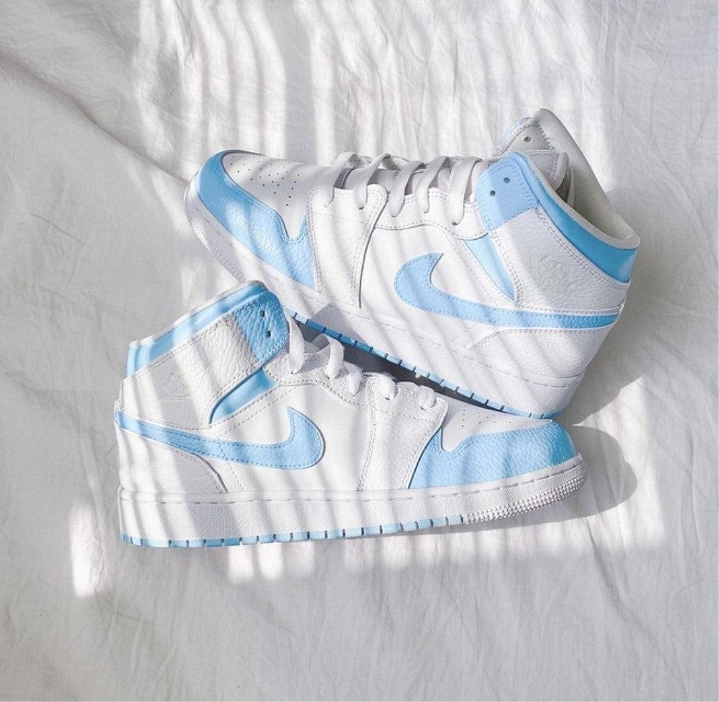 Baby Blue Swoosh Custom Air Jordan 1-shecustomize